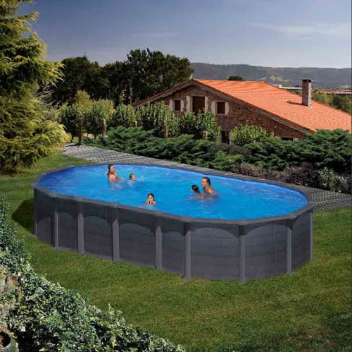 piscina fuoriterra WPC effetto legno - forma ovale