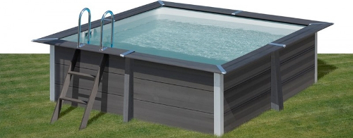piscina fuoriterra WPC effetto legno - forma quadrata