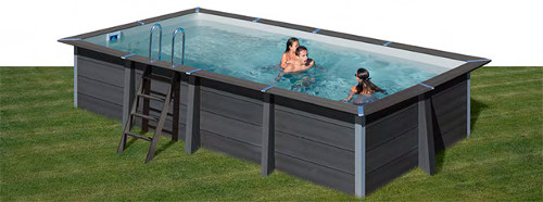 piscina fuoriterra WPC effetto legno - rettangolare