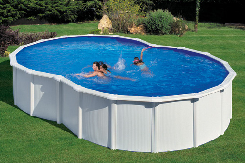 piscine in acciaio fuori terra torino con pareti in acciaio modello maldive forma ad otto colore bianco